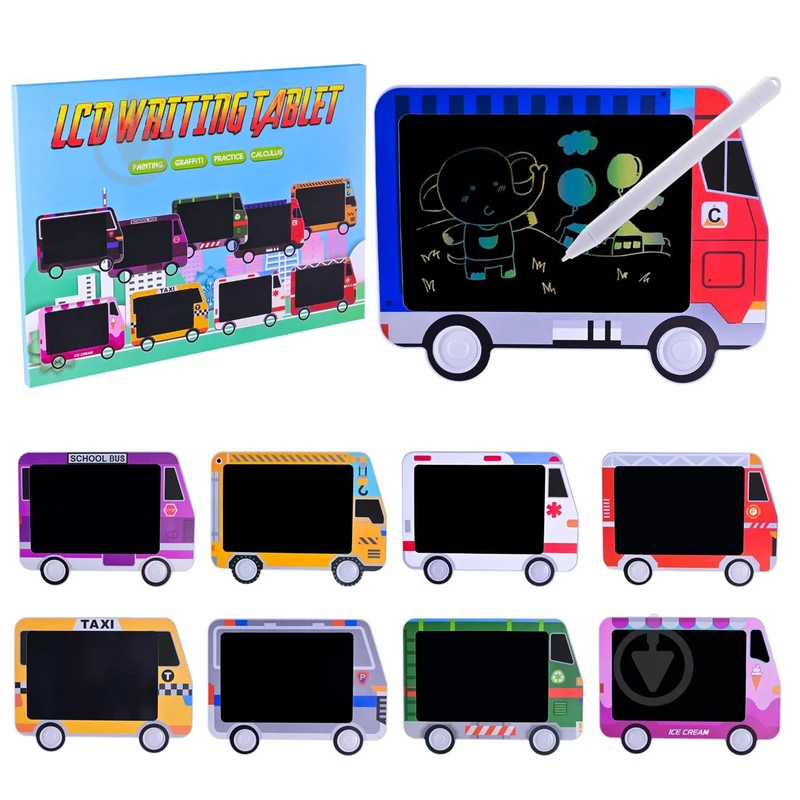 LCD-планшет "Машинка" №XL-8062 (10,5 дюймів) , 29,5*22,5 см,мікс кольорів, на бат-ці